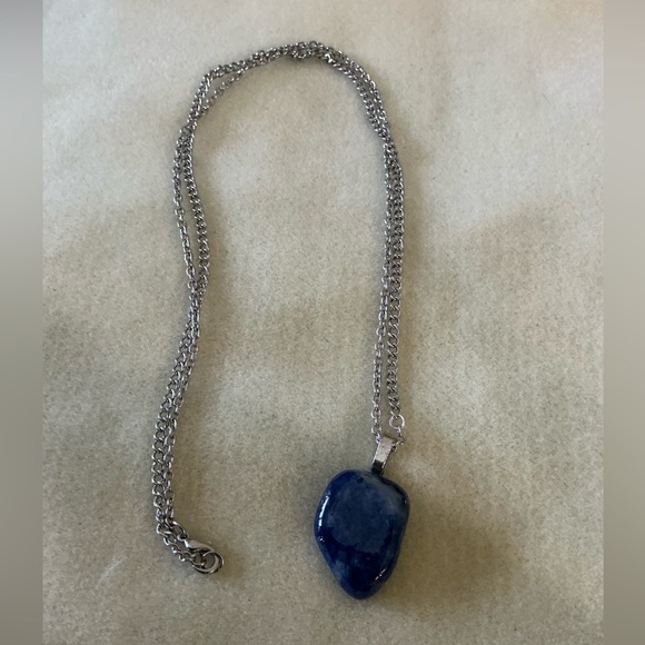 Jewelry - Handmade Up-cycled Chain Necklace with Stone tumbled Pendant